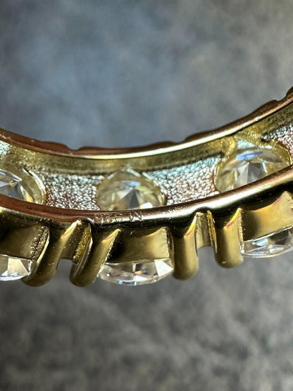 HarlemBling Real Moissanite Eternity Band Wedding Ring Diamond Test 14k Gold Over 925 Silver