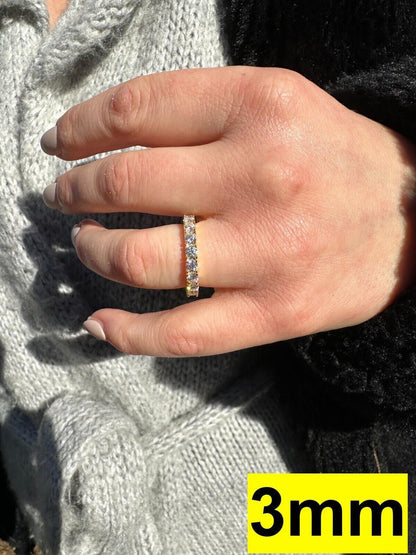 HarlemBling Real Moissanite Eternity Band Wedding Ring Diamond Test 14k Gold Over 925 Silver