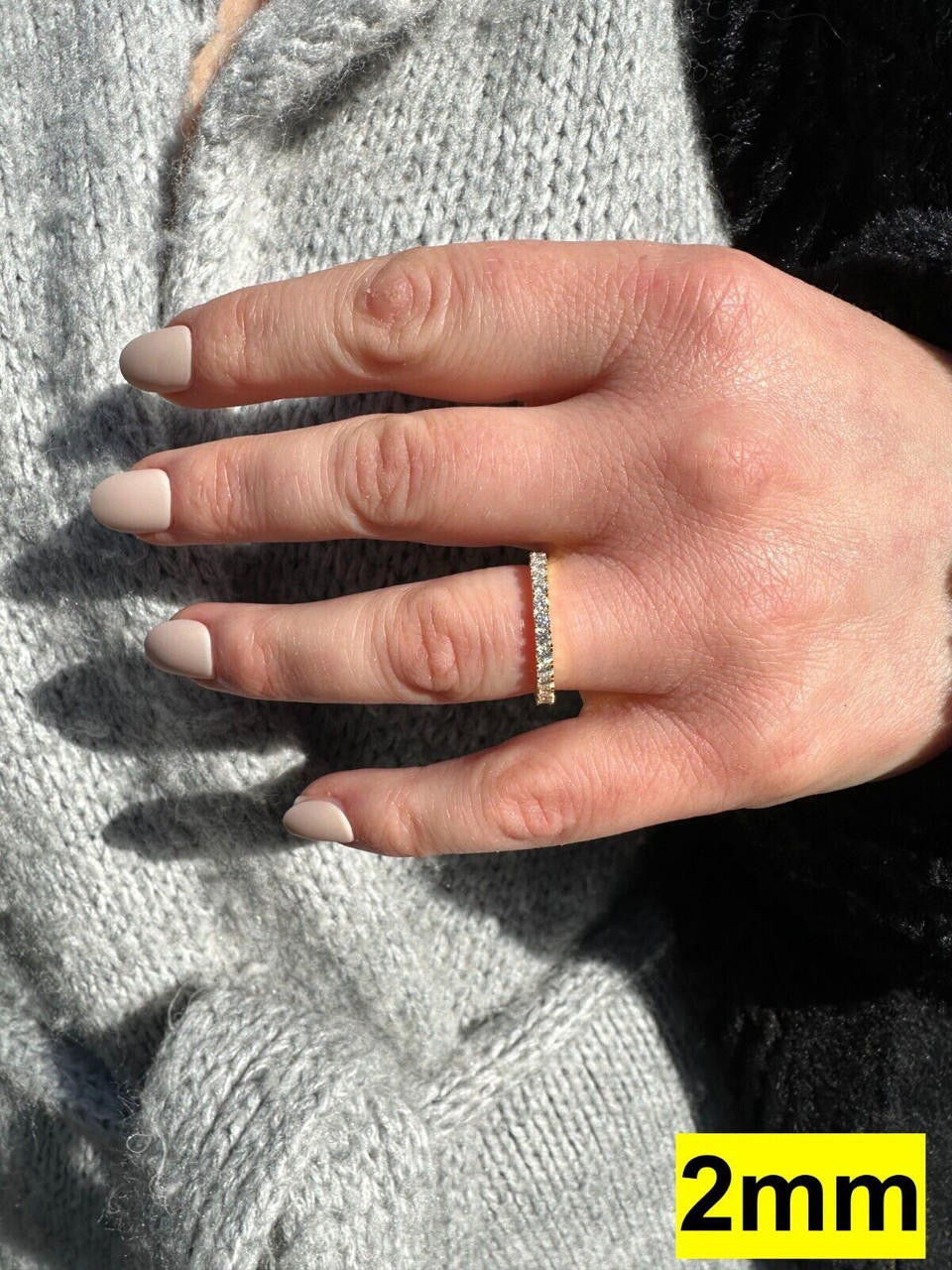 HarlemBling Real Moissanite Eternity Band Wedding Ring Diamond Test 14k Gold Over 925 Silver