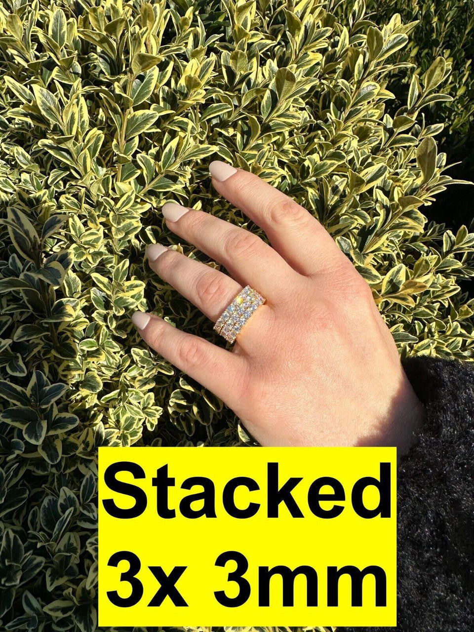 HarlemBling Real Moissanite Eternity Band Wedding Ring Diamond Test 14k Gold Over 925 Silver