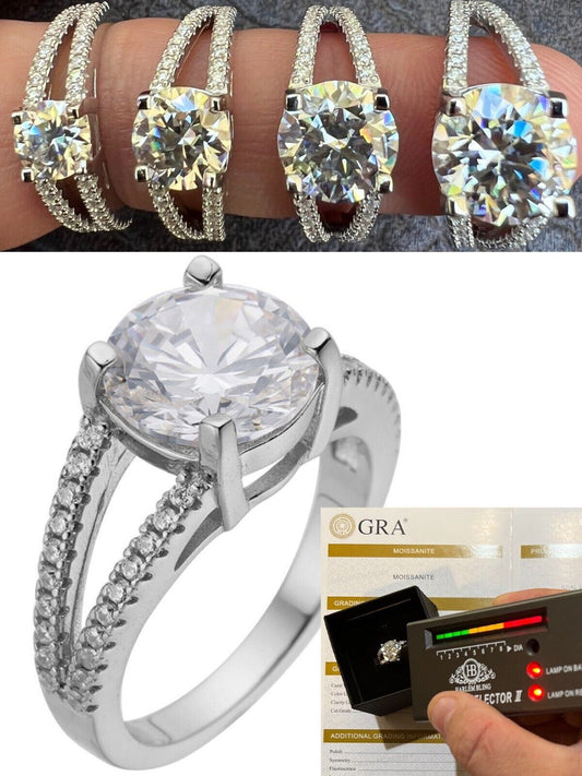 HarlemBling Real Moissanite Halo Engagement Promise Ring 925 Silver Diamond Test  4 Sizes