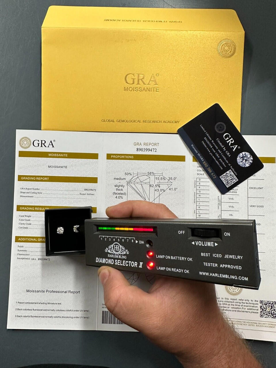 HarlemBling Real Moissanite Pushback Stud Earrings 14k Gold Plated 925 Silver Hip Hop 3-10mm