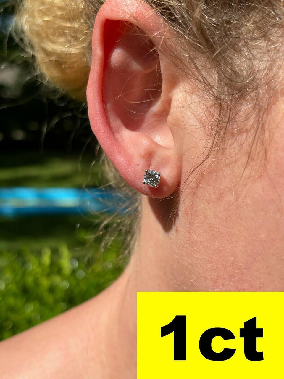 HarlemBling Real Moissanite Pushback Stud Earrings 925 Silver Hip Hop Mens Ladies 3mm-10mm