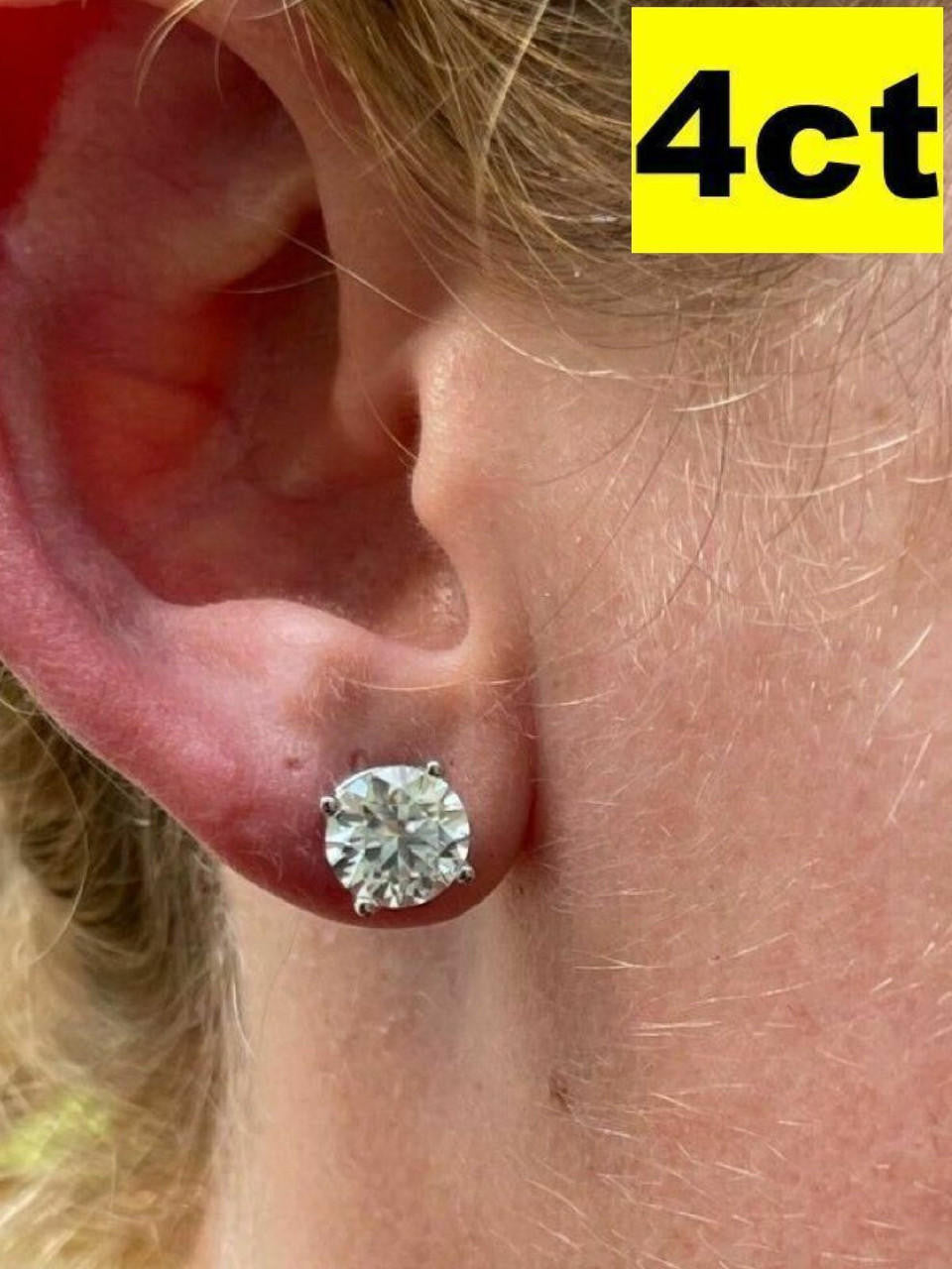 HarlemBling Real Moissanite Pushback Stud Earrings 925 Silver Hip Hop Mens Ladies 3mm-10mm