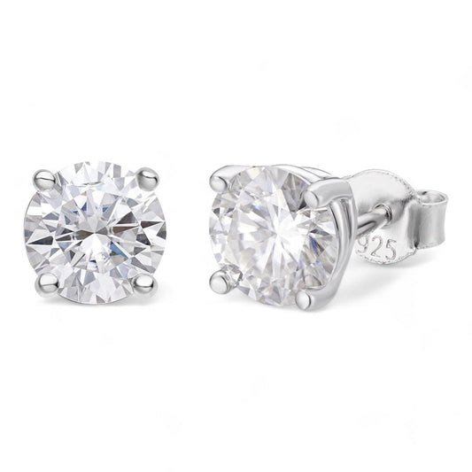 HarlemBling Real Moissanite Pushback Stud Earrings 925 Silver Hip Hop Mens Ladies 3mm-10mm