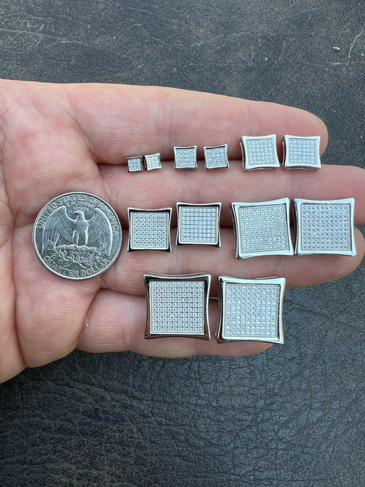 HarlemBling Real Moissanite Screwback Square Kite Earrings Passes Diamond Tester 4mm-18mm