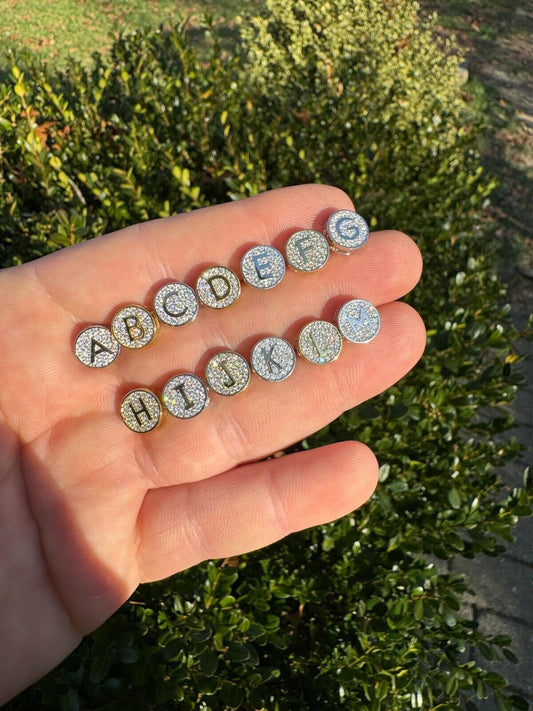 HarlemBling Real Moissanite Stud Earrings 925 Silver Iced Hip Hop Letter Initial Letter A-Z