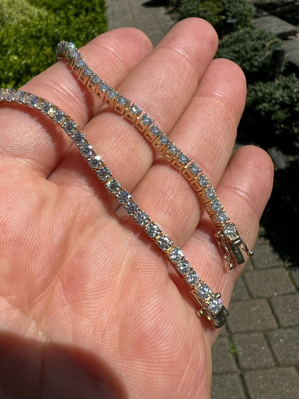 HarlemBling Real Solid 10k Gold 3mm Moissanite Tennis Chain Bracelet - Passes Diamond Tester