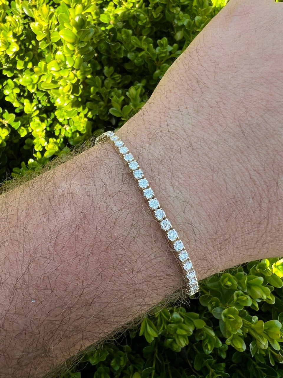 HarlemBling Real Solid 10k Gold 3mm Moissanite Tennis Chain Bracelet - Passes Diamond Tester