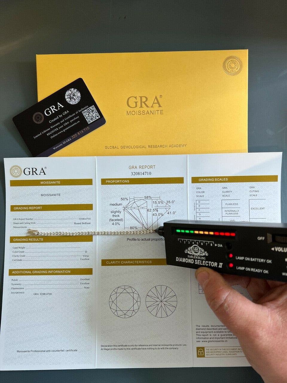 HarlemBling Real Solid 10k Gold 3mm Moissanite Tennis Chain Bracelet - Passes Diamond Tester