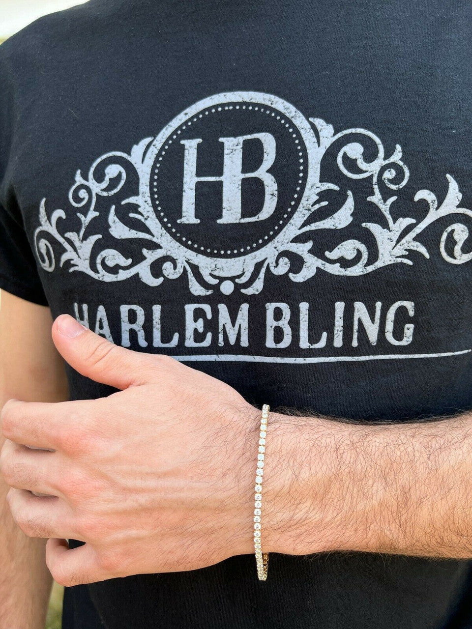 HarlemBling Real Solid 10k Gold 3mm Moissanite Tennis Chain Bracelet - Passes Diamond Tester