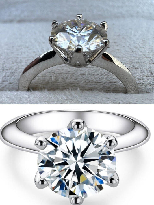 HarlemBling Real SolId 14k White Gold 2ct 8mm VVS D Moissanite Engagement Solitaire Ring