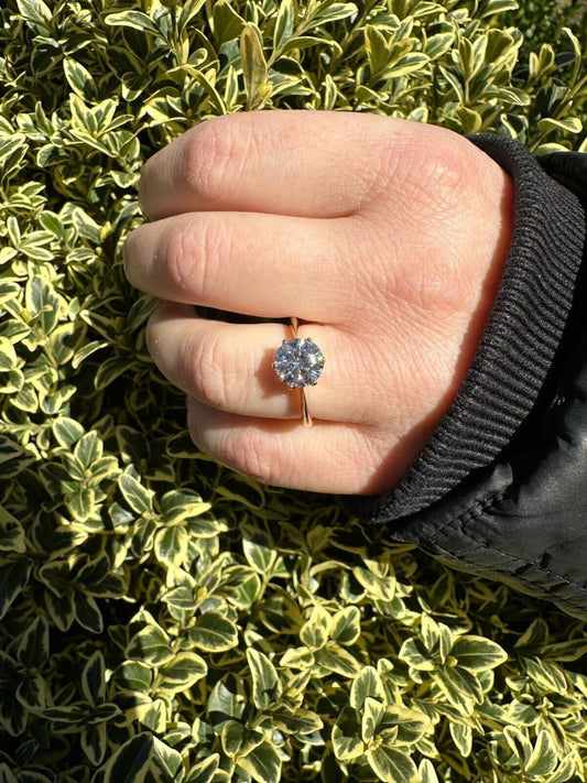 HarlemBling Real SolId 14k Yellow Gold 2ct 8mm VVS D Moissanite Engagement Solitaire Ring