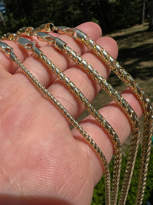 HarlemBling Real Solid 14k Yellow Gold Franco Chain Or Bracelet 2mm - 5mm Necklace 8-30