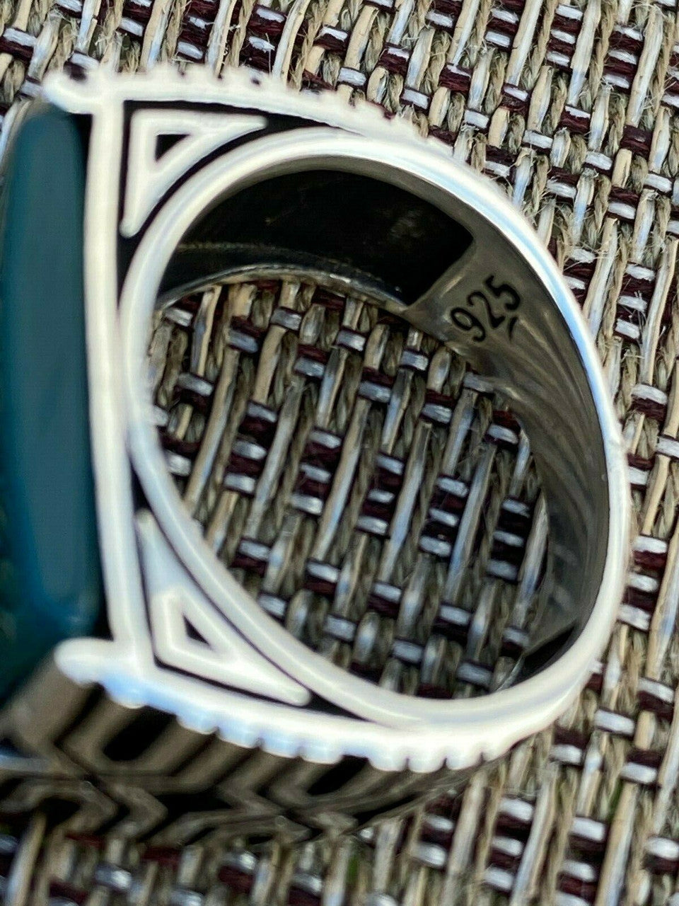 HarlemBling Real Solid 925 Sterling Silver Black Onyx Green Or Red Agate Mens Stone Ring