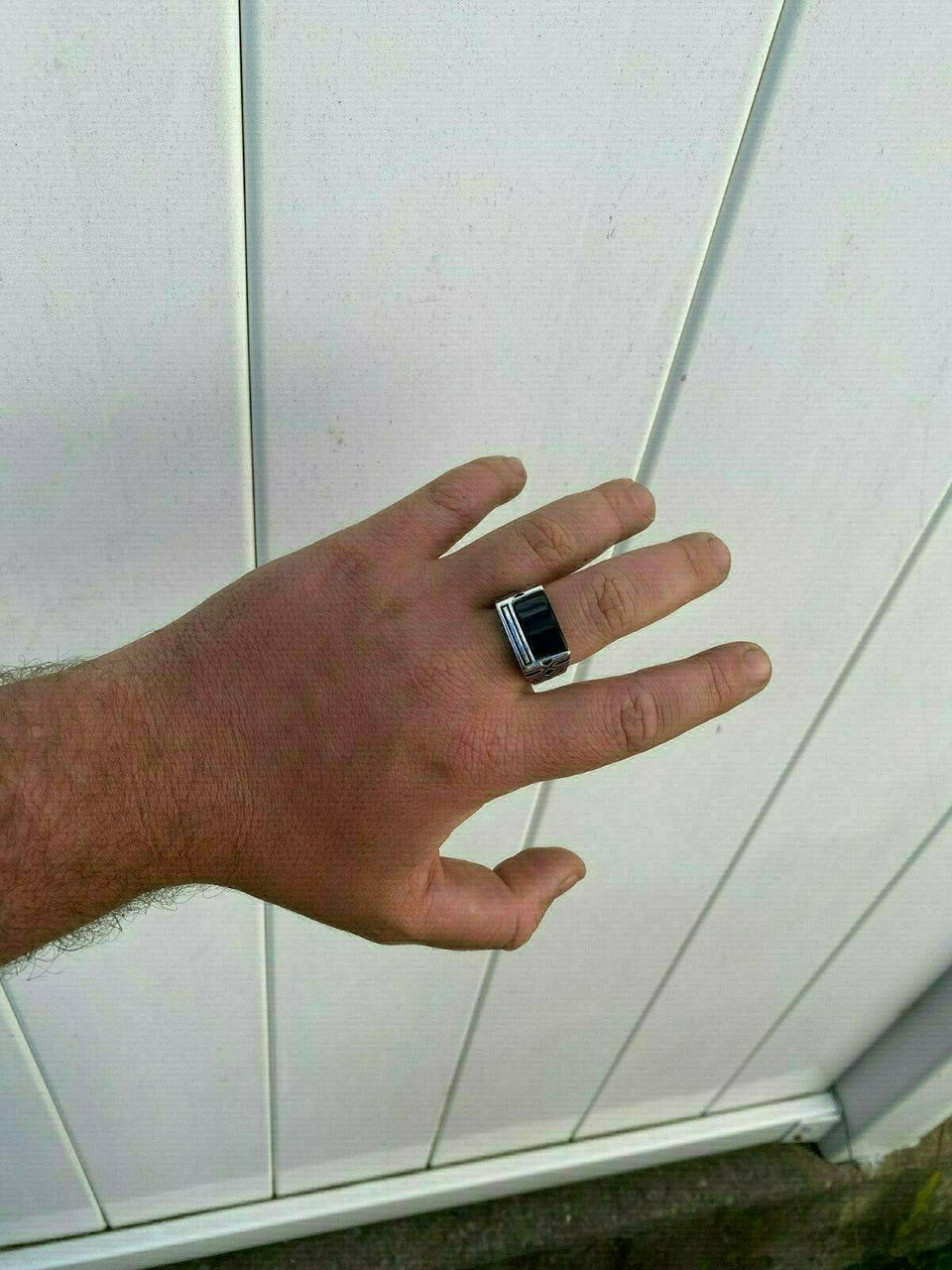 HarlemBling Real Solid 925 Sterling Silver Black Onyx Green Or Red Agate Mens Stone Ring