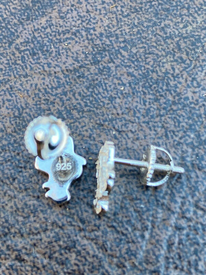 HarlemBling Real Solid 925 Sterling Silver Men Ladies Gold Nugget Small Earrings Plain Studs