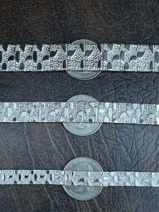 HarlemBling Real Solid 925 Sterling Silver Mens Nugget Bracelet Heavy Hip Hop 8mm 12mm 16mm