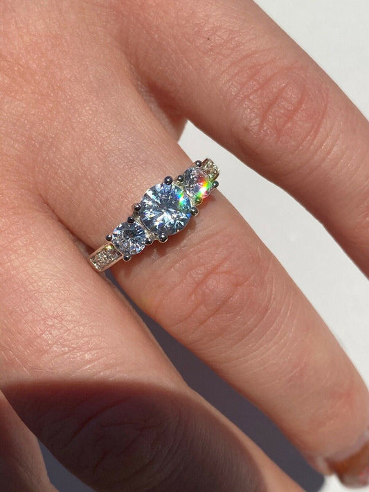 HarlemBling Real Solid Sterling Silver 1CT Diamond Engagement Promise Ring Yellow Rose Gold