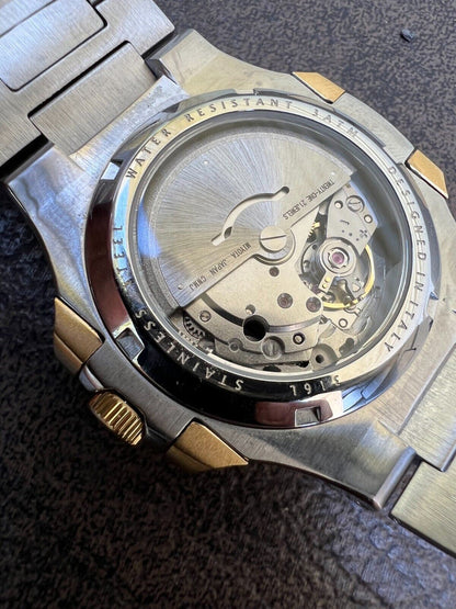 HarlemBling Real Stainless and 14k Gold Iced 2ct Moissanite Watch Blue Face Pass Diamond Test