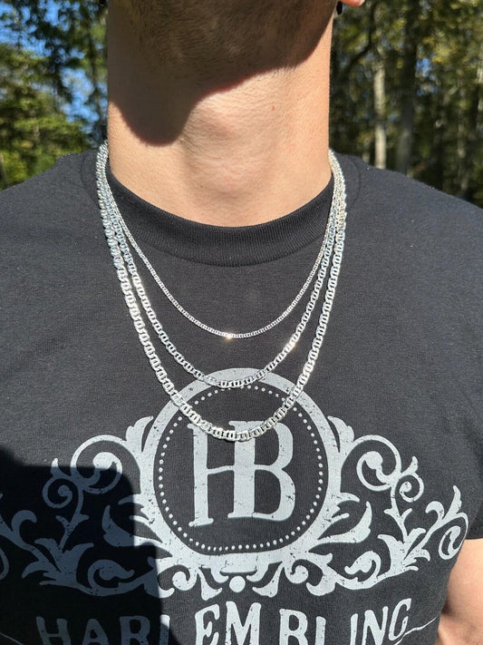 HarlemBling Real Tiger Eye Link Chain Necklace Or Bracelet Solid 925 Sterling Silver ITALY