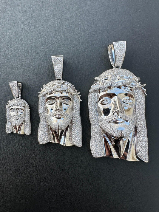 HarlemBling Real VVS Diamond 925 Silver Jesus Piece Pendant - Iced Hip Hop Necklace - 3 Size