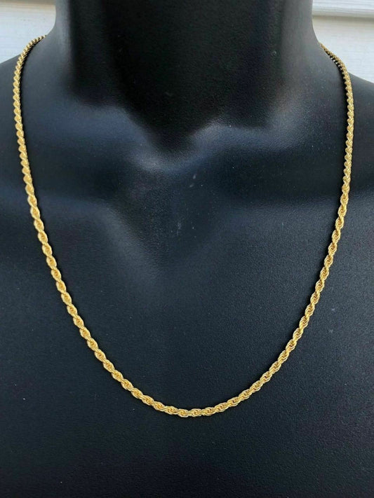 HarlemBling Rope Chain 14K Gold Over Solid 925 Silver MADE IN ITALY Mens Womens 2.5mm