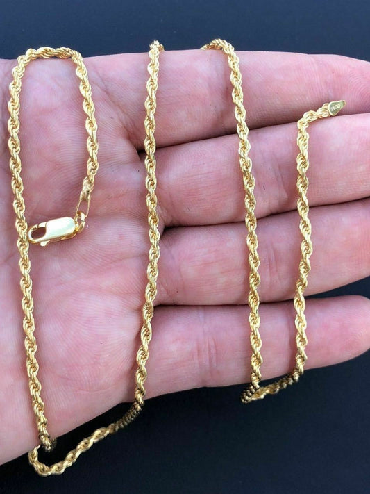 HarlemBling Rope Chain 14K Gold Over Solid 925 Silver MADE IN ITALY Mens Womens 2.5mm