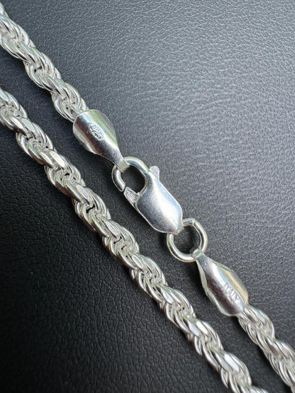 HarlemBling Rope Chain Necklace - 925 Sterling Silver - 16"-30" - 1.5mm-5mm