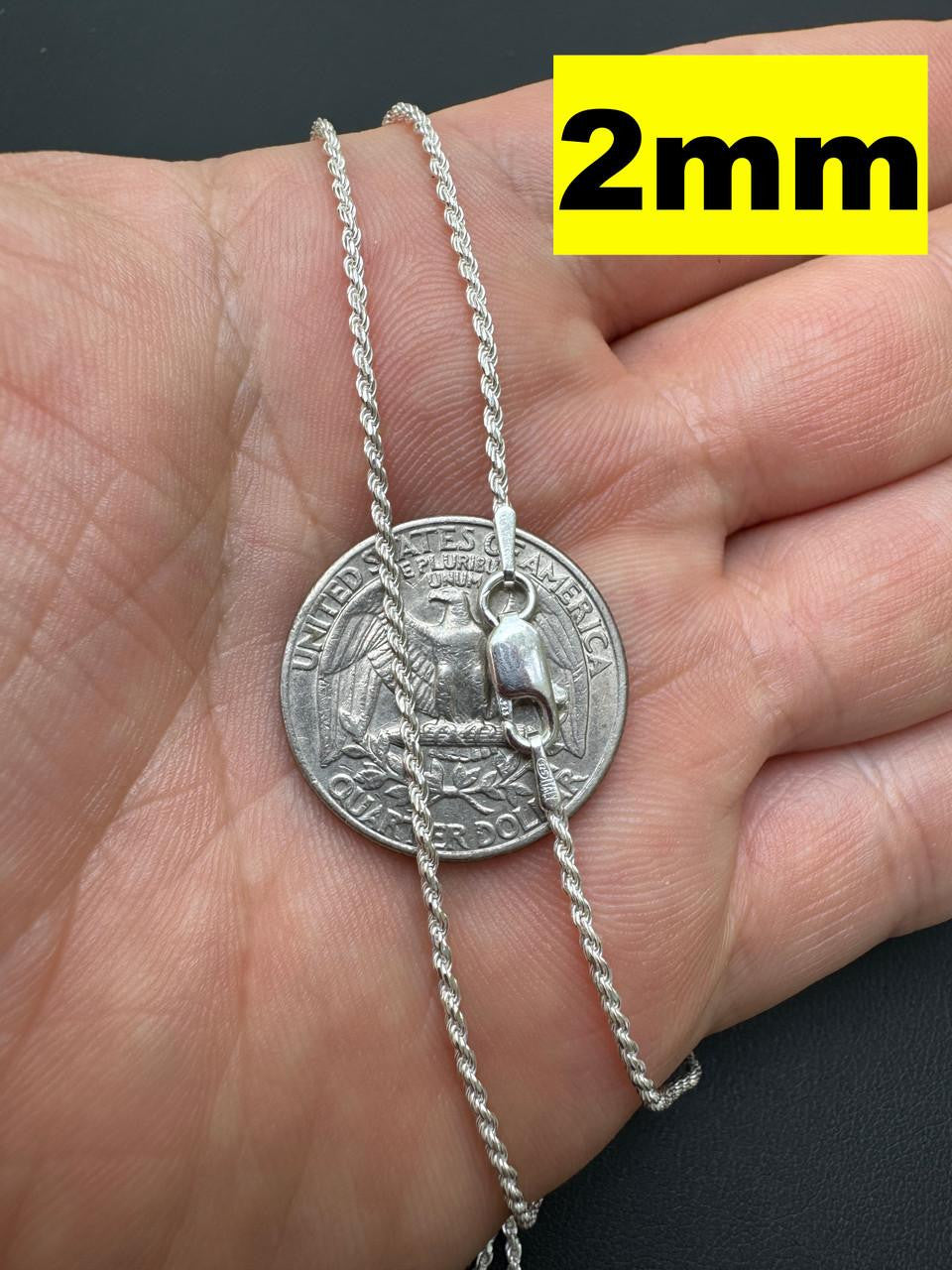 HarlemBling Rope Chain Necklace - 925 Sterling Silver - 16"-30" - 1.5mm-5mm