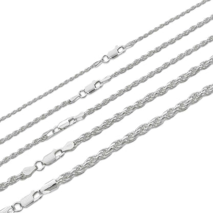 HarlemBling Rope Chain Necklace - 925 Sterling Silver - 16"-30" - 1.5mm-5mm