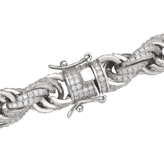 HarlemBling Rope Chain Necklace Iced Out CZ Stones - 925 Silver - 9mm - 16-30"
