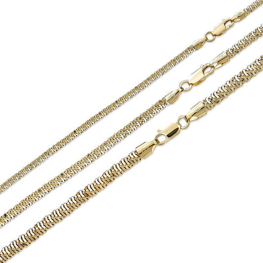 HarlemBling Round Sparkle Rock Chain Necklace - 14k Gold Vermeil 925 Sterling Silver - 16"-30" - 3mm-5mm