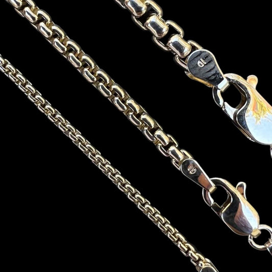HarlemBling Rounded Box Rolo Chain Necklace - 14k Yellow Gold - 16"-24" - 1.5mm-3.5mm