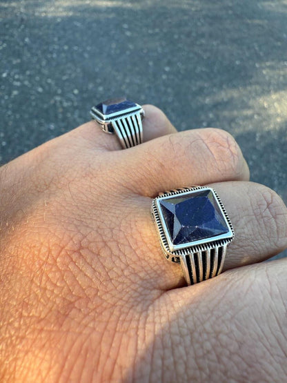 HarlemBling Royalty Ring - 925 Silver - Genuine Blue Sapphire Stone