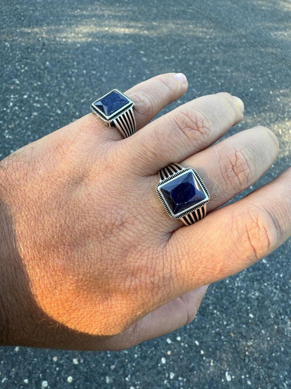 HarlemBling Royalty Ring - 925 Silver - Genuine Blue Sapphire Stone