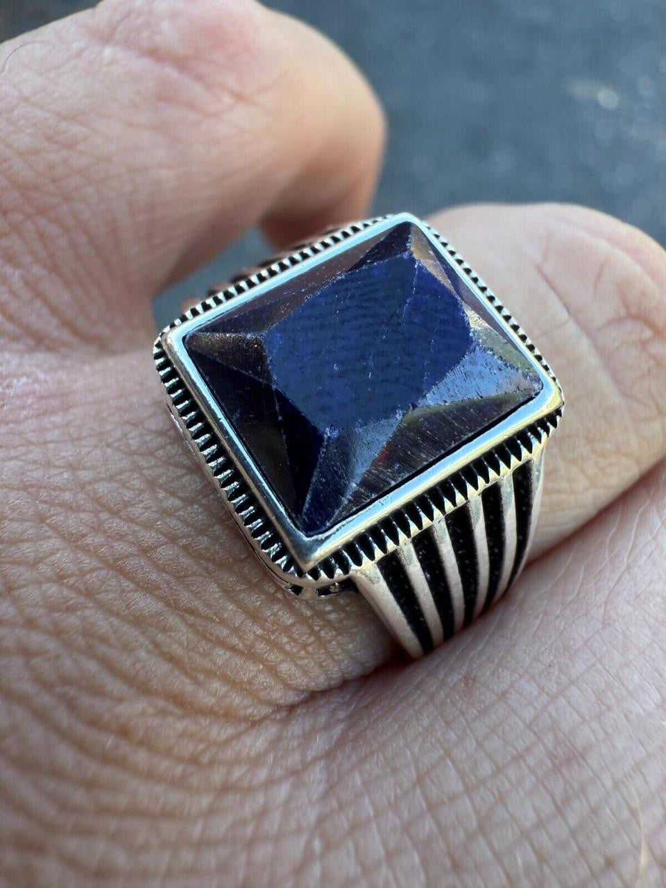 HarlemBling Royalty Ring - 925 Silver - Genuine Blue Sapphire Stone