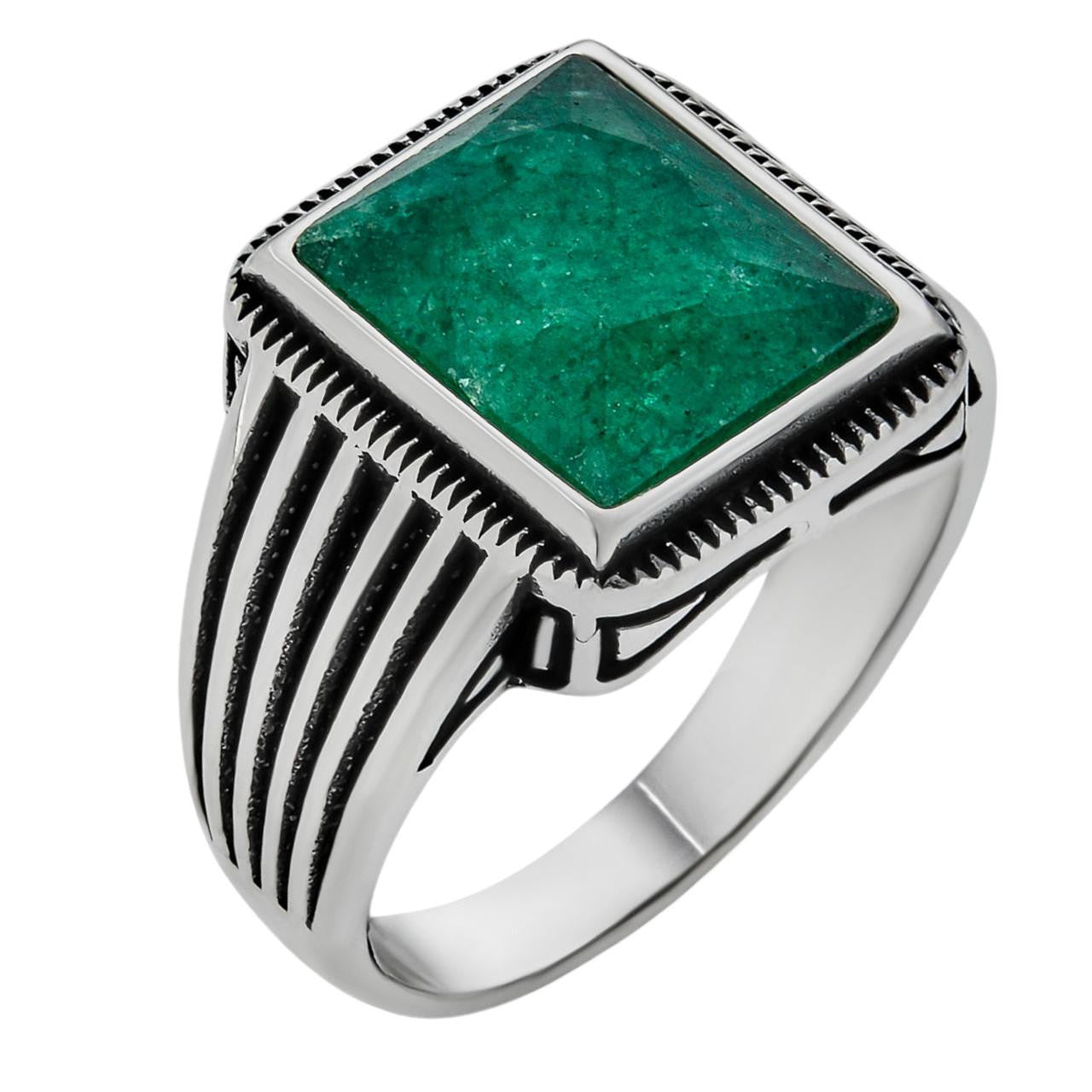 HarlemBling Royalty Ring - 925 Silver - Genuine Green Emerald Stone