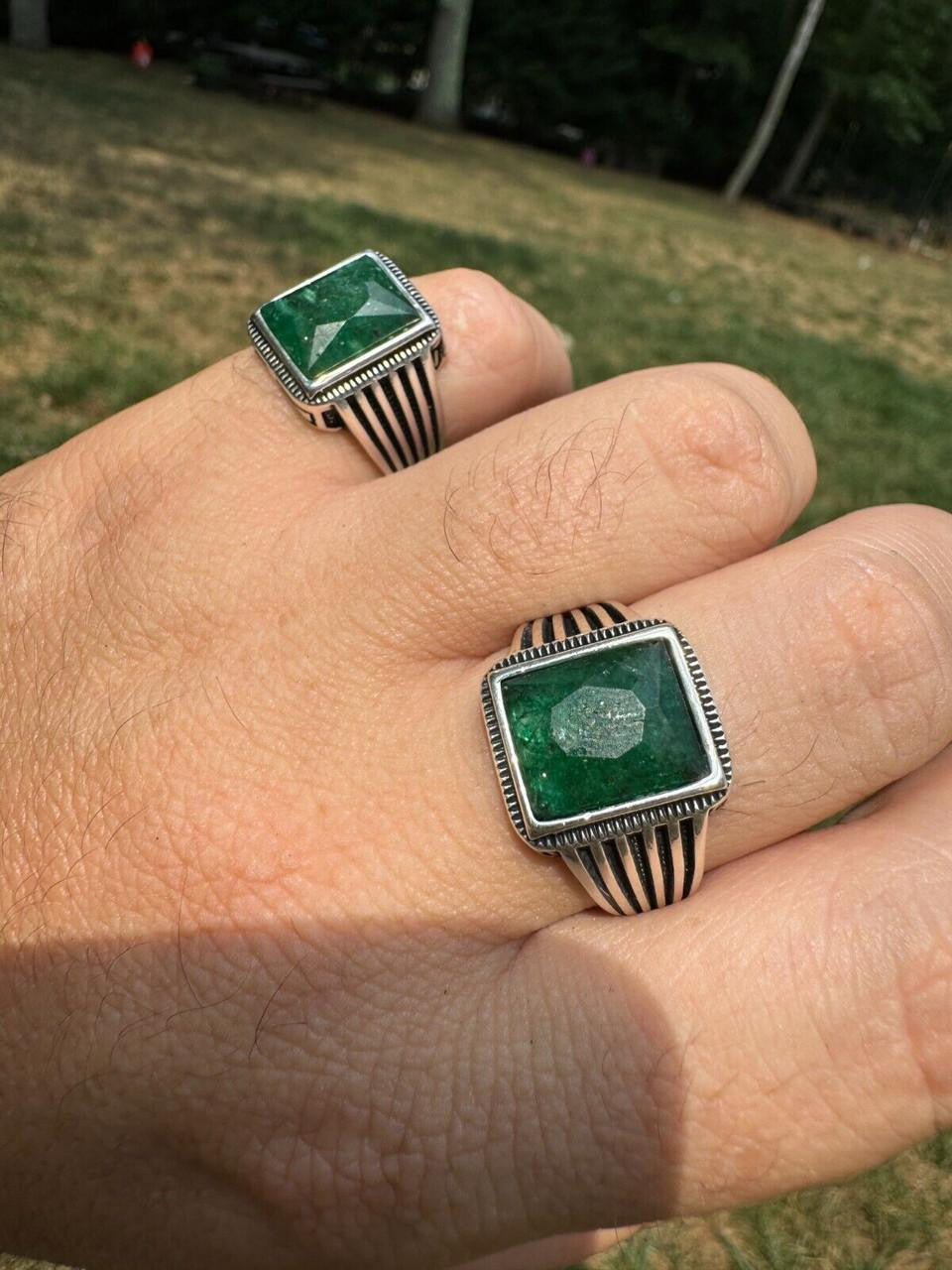 HarlemBling Royalty Ring - 925 Silver - Genuine Green Emerald Stone