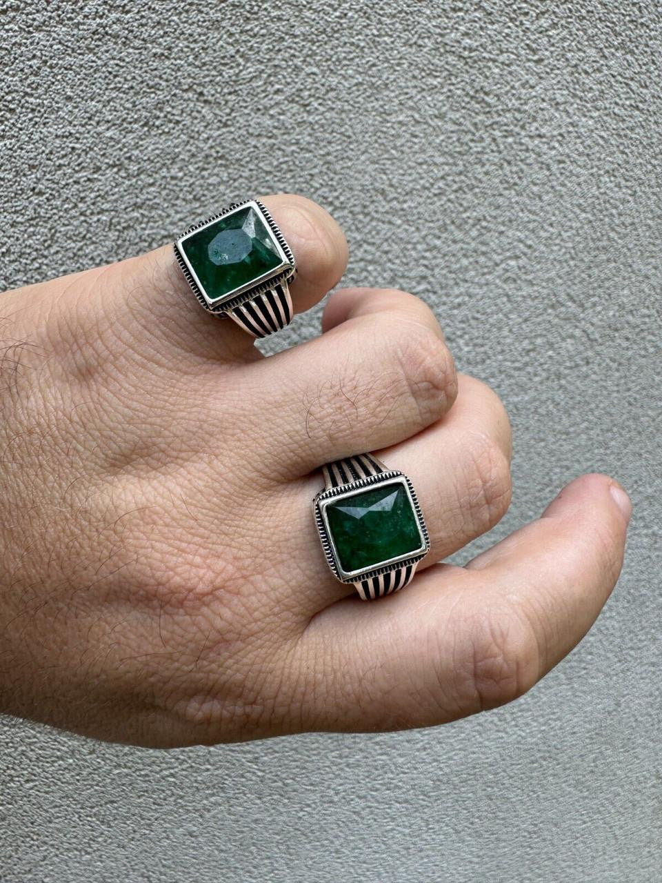 HarlemBling Royalty Ring - 925 Silver - Genuine Green Emerald Stone
