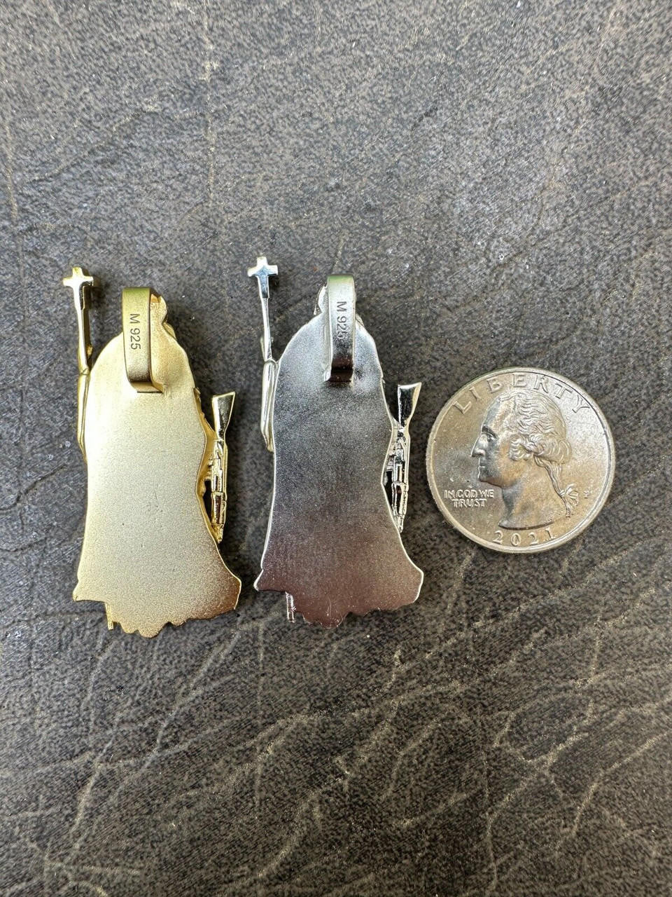 HarlemBling Santa Muerte Grim Reaper Death Pendant W. AK47 925 Silver / Gold Plated Necklace