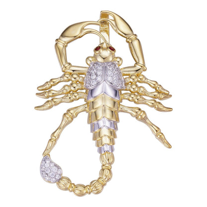 HarlemBling Scorpion Hip Hop Pendant - 14k Gold Vermeil & 925 Silver Accents - CZ Stones - Medium 2"