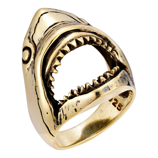 HarlemBling Shark Bottle Opener Ring - 14k Gold Vermeil 925 Silver Oxidized - Plain