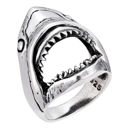 HarlemBling Shark Bottle Opener Ring - 925 Silver Oxidized - Plain