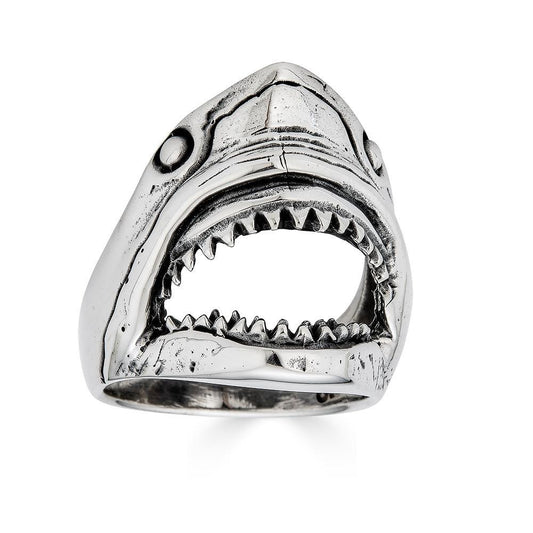 HarlemBling Shark Bottle Opener Ring - 925 Silver Oxidized - Plain