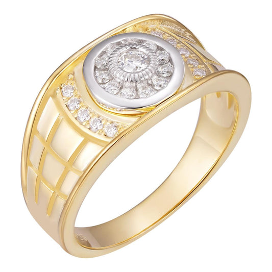 HarlemBling Simple Ring Harlembling Classic Since 2015 - 14k Gold Vermeil 925 Silver Two Tone - CZ Stones