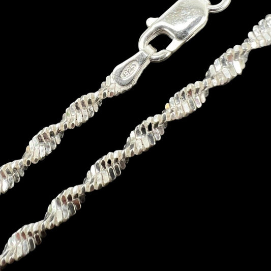 HarlemBling Singapore Rope Chain Necklace - 925 Sterling Silver - 14"-30" - 2.5mm
