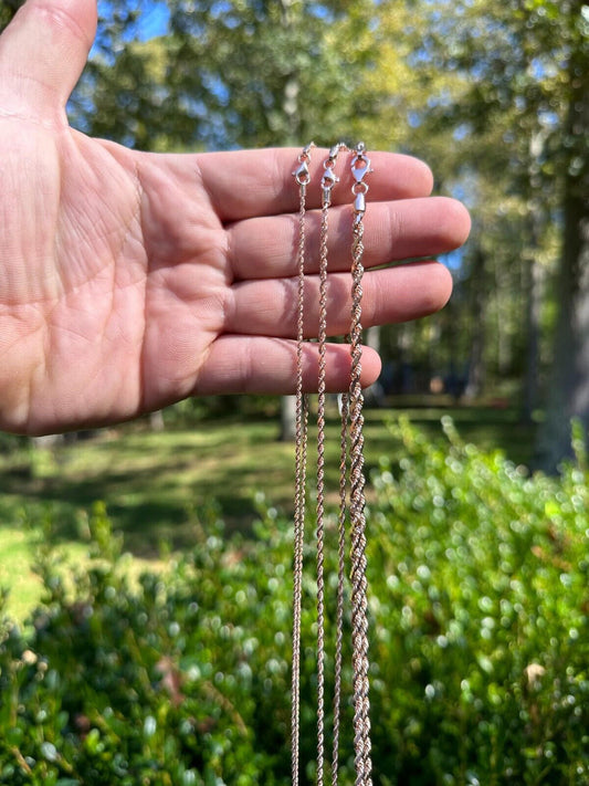 HarlemBling Solid 14k Rose Gold Men's Women's Real Rope Chain Necklace 1.5mm-4mm