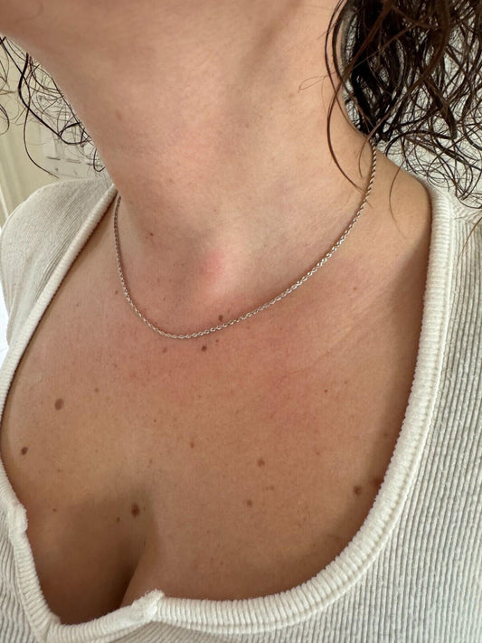 HarlemBling Solid 14k White Gold Men's Women's Real Rope Chain Necklace 1.5mm-4mm