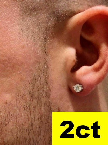 HarlemBling Solid 14k Yellow Gold Real Moissanite Stud Earrings Pass Diamond Tester 0.2-8ct